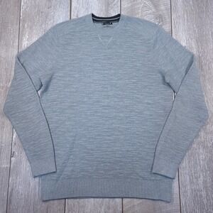 Smartwool Brookline Sweater Mens Medium Grey Ripple Knit Wool Blend Crewneck
